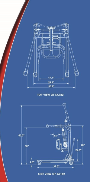 Blue Print - The BestStand ™ SA182H | SIT TO STAND HYDRAULIC LIFT by Best Care LLC | Wheelchair Liberty