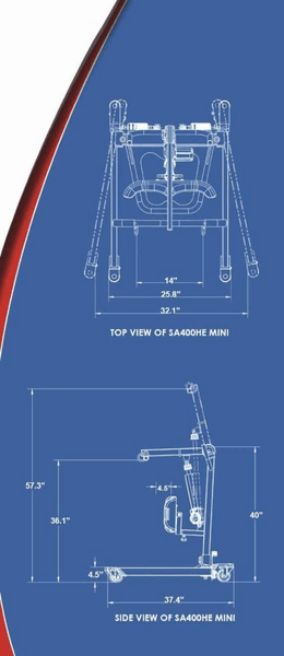 Blue Print - The BestStand ™ SA400H SA400HE | SIT TO STAND HYDRAULIC or ELECTRIC LIFT by Best Care LLC | Wheelchair Liberty