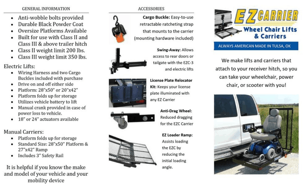 Features - EZCL: Fold Up Vehicle Electric Lift Class 2 & 3 for Wheelchairs and Scooters by EZ-Carrier | Wheelchair Liberty