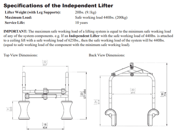 Independent Lifter Specifications - Independent Lifter Specialty Slings By Handicare | Wheelchair Liberty