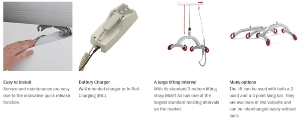 Molift Air 205 and 300 Patient Ceiling Lift - Features