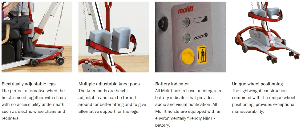 Features for Molift Quick Raiser 2 Sit-to-Stand Mobile Patient Lift | Wheelchair Liberty