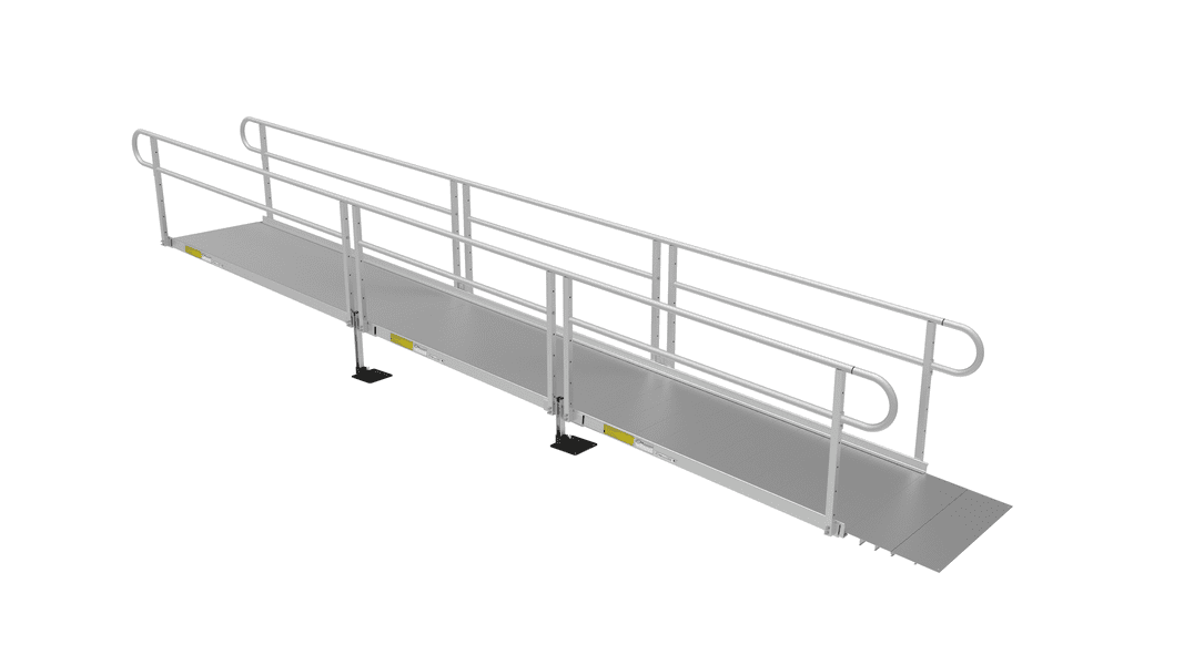 PATHWAY 3G 20 ft. Straight Aluminum Wheelchair Ramp Kit with Solid Surface Tread, 2-Line Handrails and No Top Platform