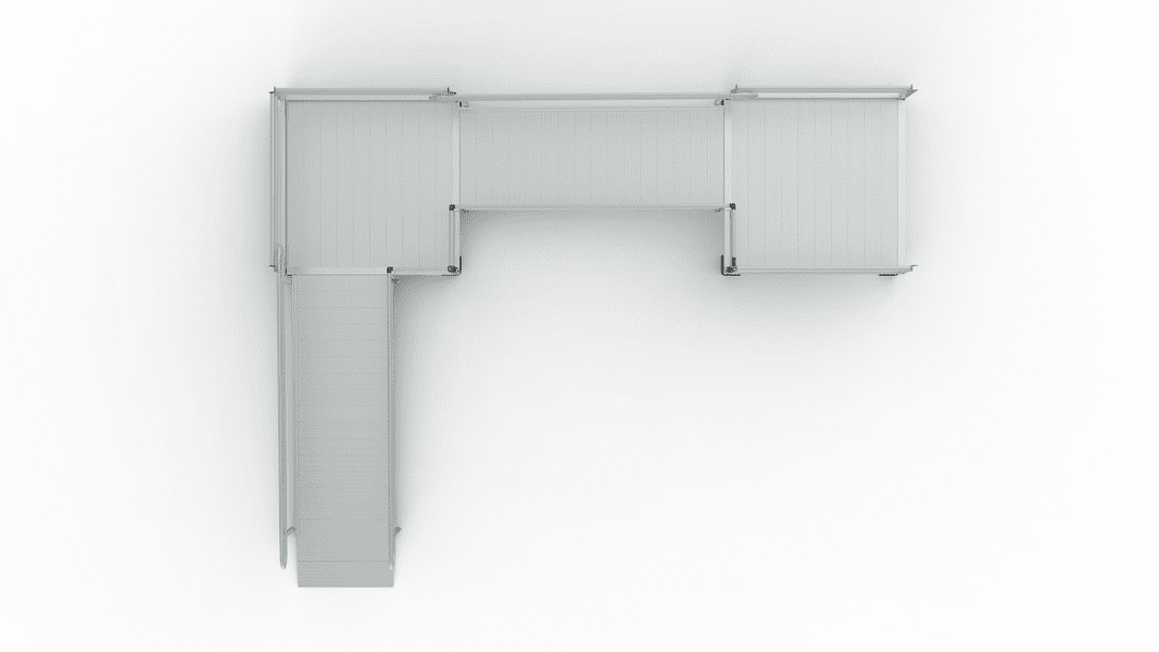 PATHWAY 3G 22 ft. L-Shaped Aluminum Wheelchair Ramp Kit with Solid Surface Tread, 2-Line Handrails, 5 ft. Turn Platform, and 5 ft. Top Platform