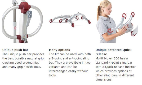 Features for Molift Mover 205 Patient Lift by ETAC from Wheelchair Liberty