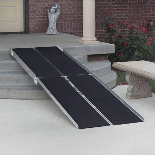 Single fold temporary ramp from PVI at entry of home