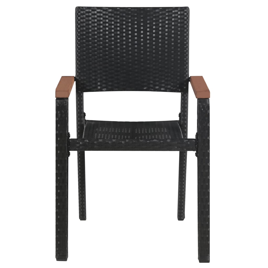 Patio Chairs 2 pcs Poly Rattan Black