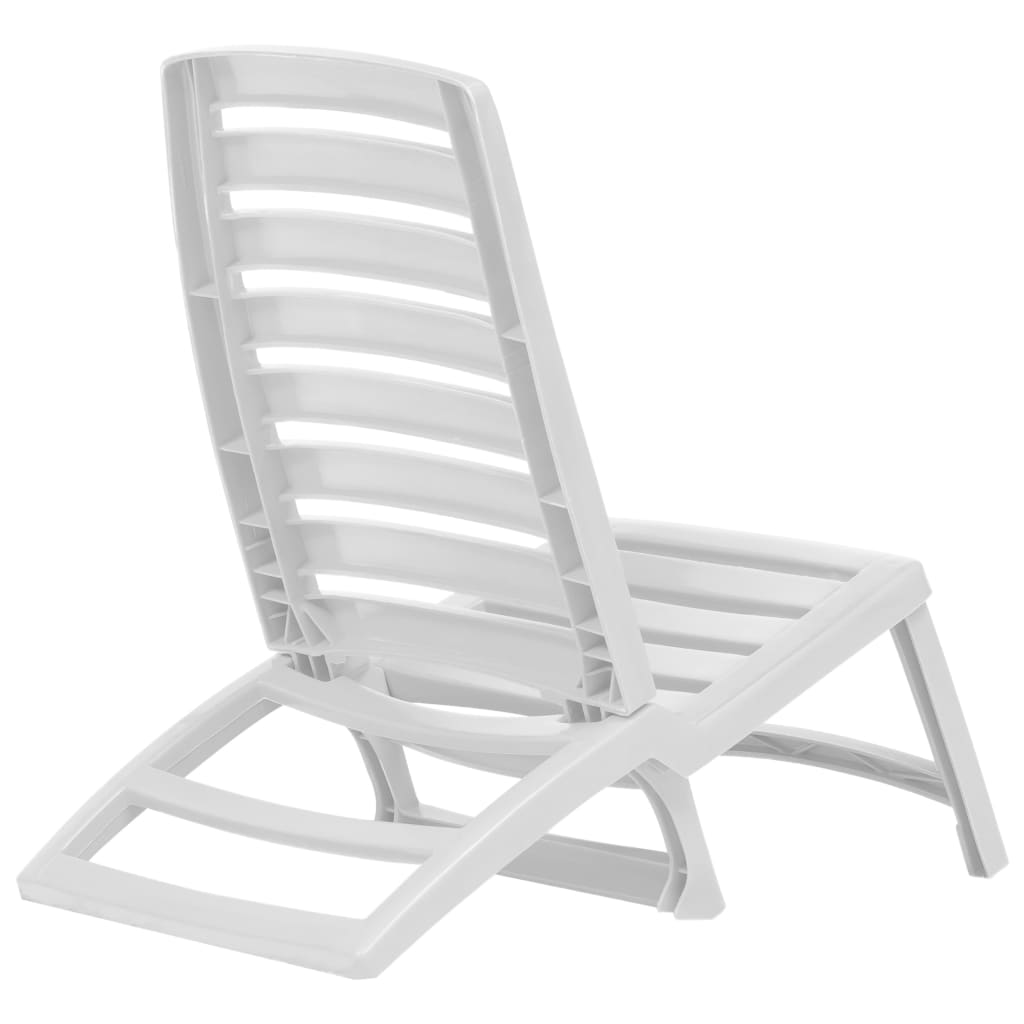 Folding Beach Chair 4 pcs Plastic White