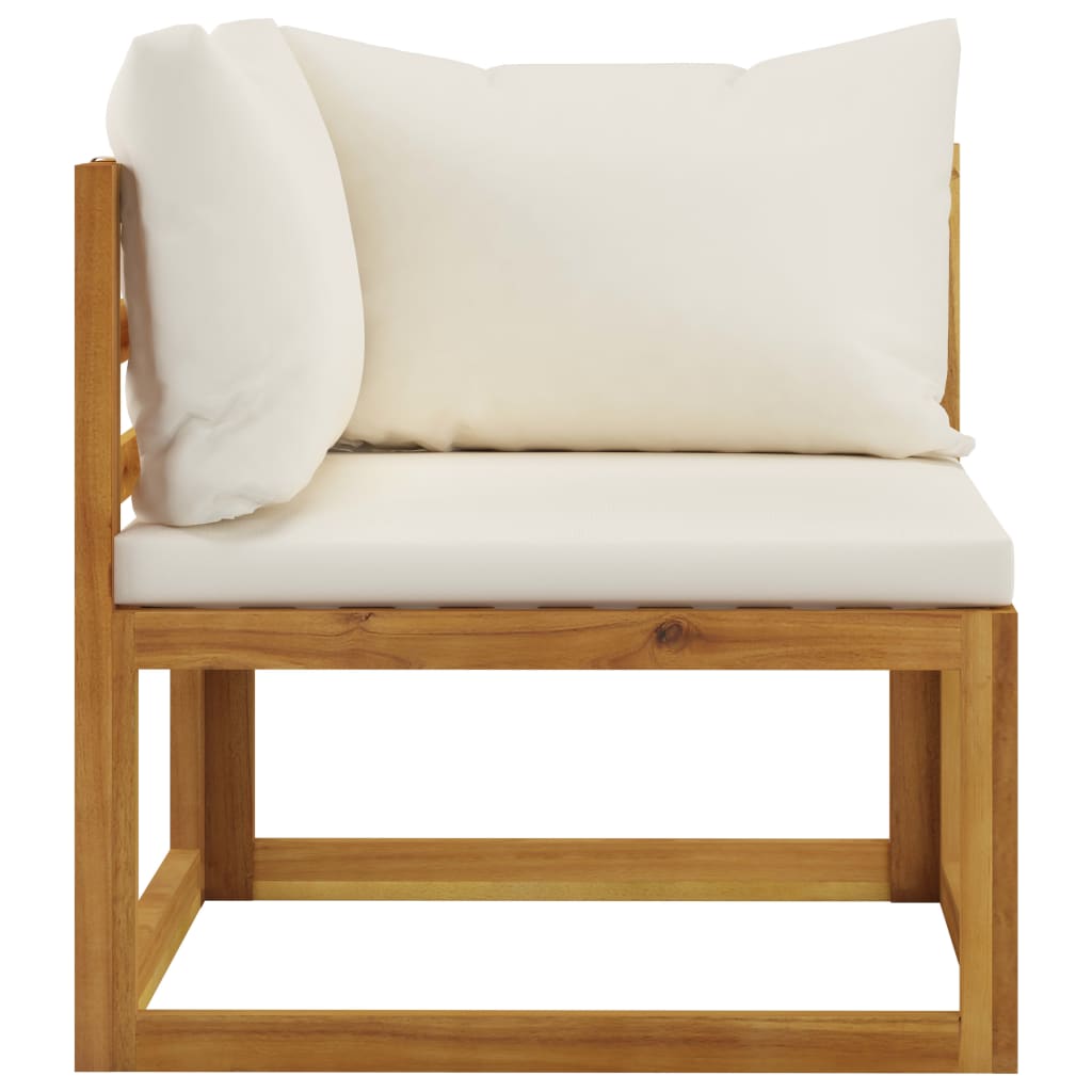 9 Piece Patio Lounge Set with Cushion Cream Solid Acacia Wood