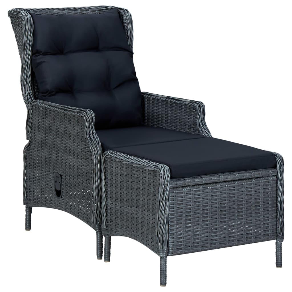 2 Piece Patio Lounge Set with Cushions Poly Rattan Dark Gray