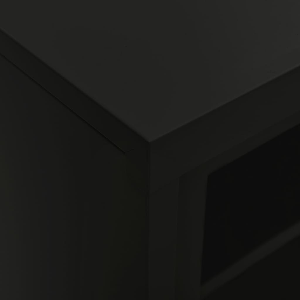 Sliding Door Cabinet Black 35.4"x15.7"x35.4" Steel