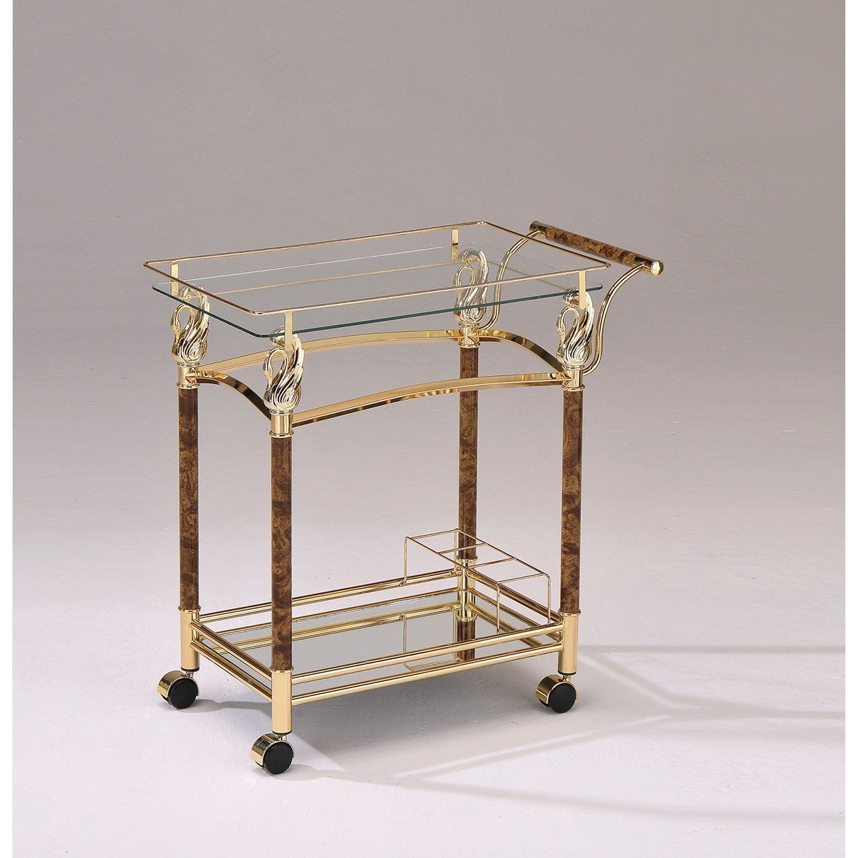 Photo 1 of ACME Furniture 98002 Helmut Serving Cart, Golden Plated/Clear Glass
