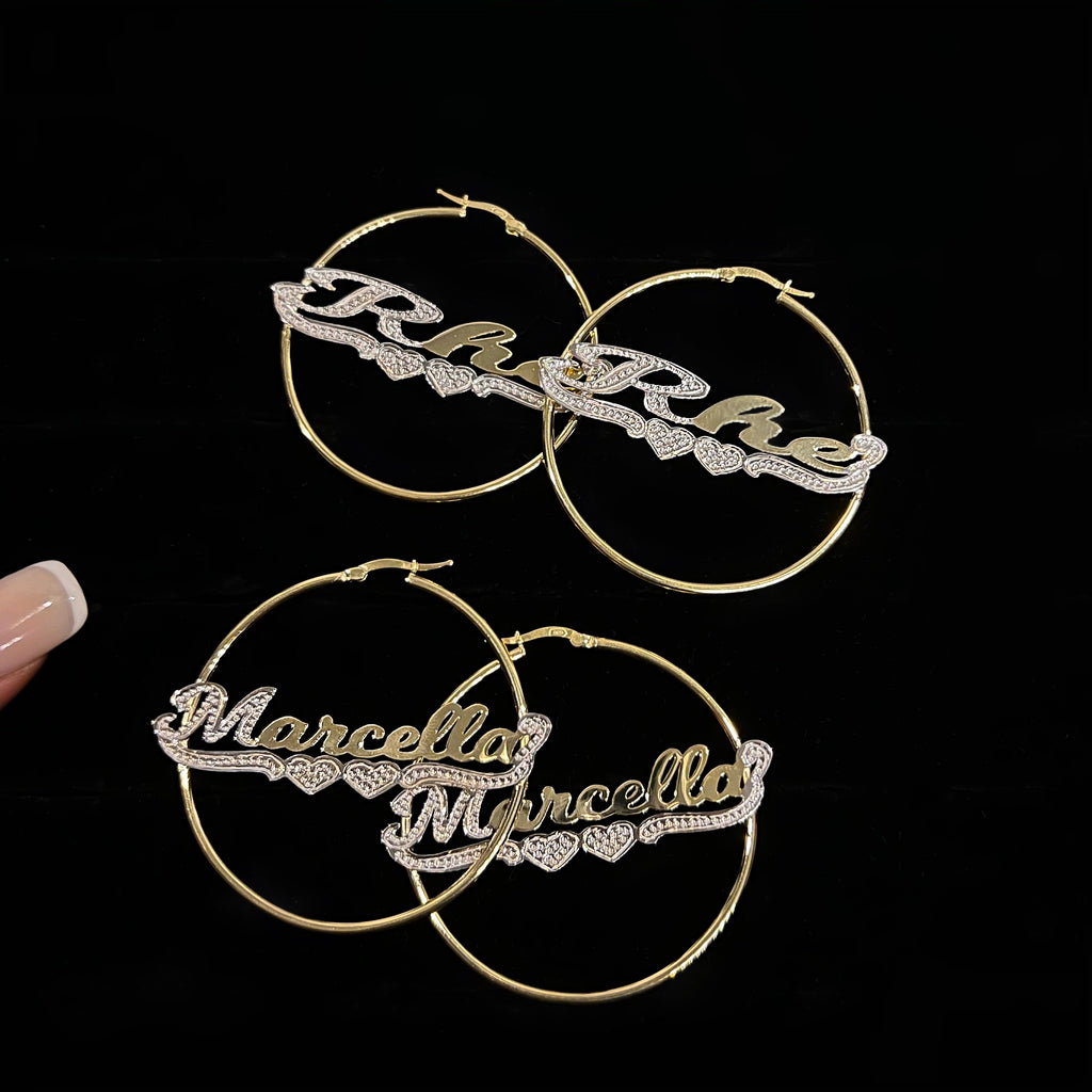 Medium Custom Bamboo Personalized Earrings – BERNA PECI JEWELRY