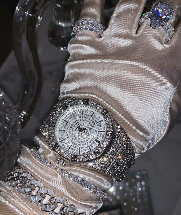 Silver Iced Out Watch – BERNA PECI JEWELRY