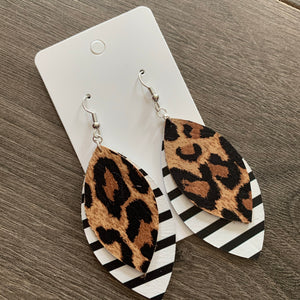 cheetah print leather earrings