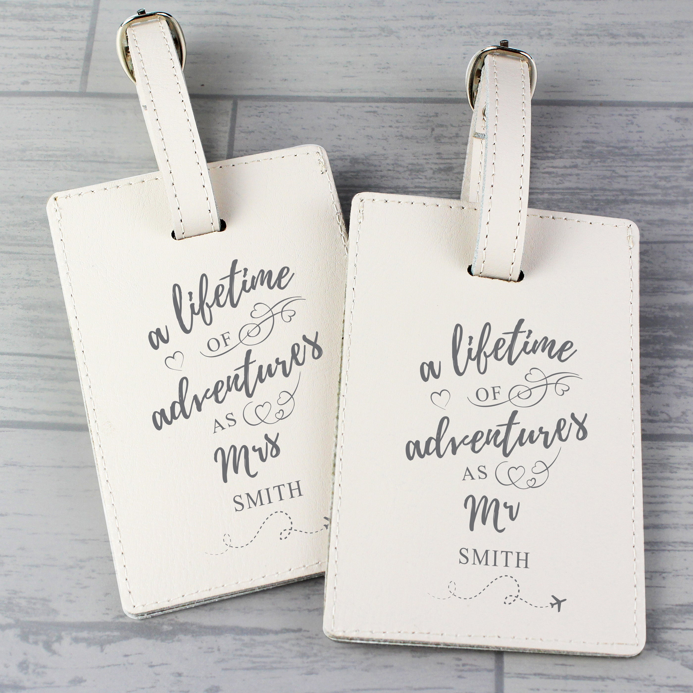 personalised mr and mrs luggage tags