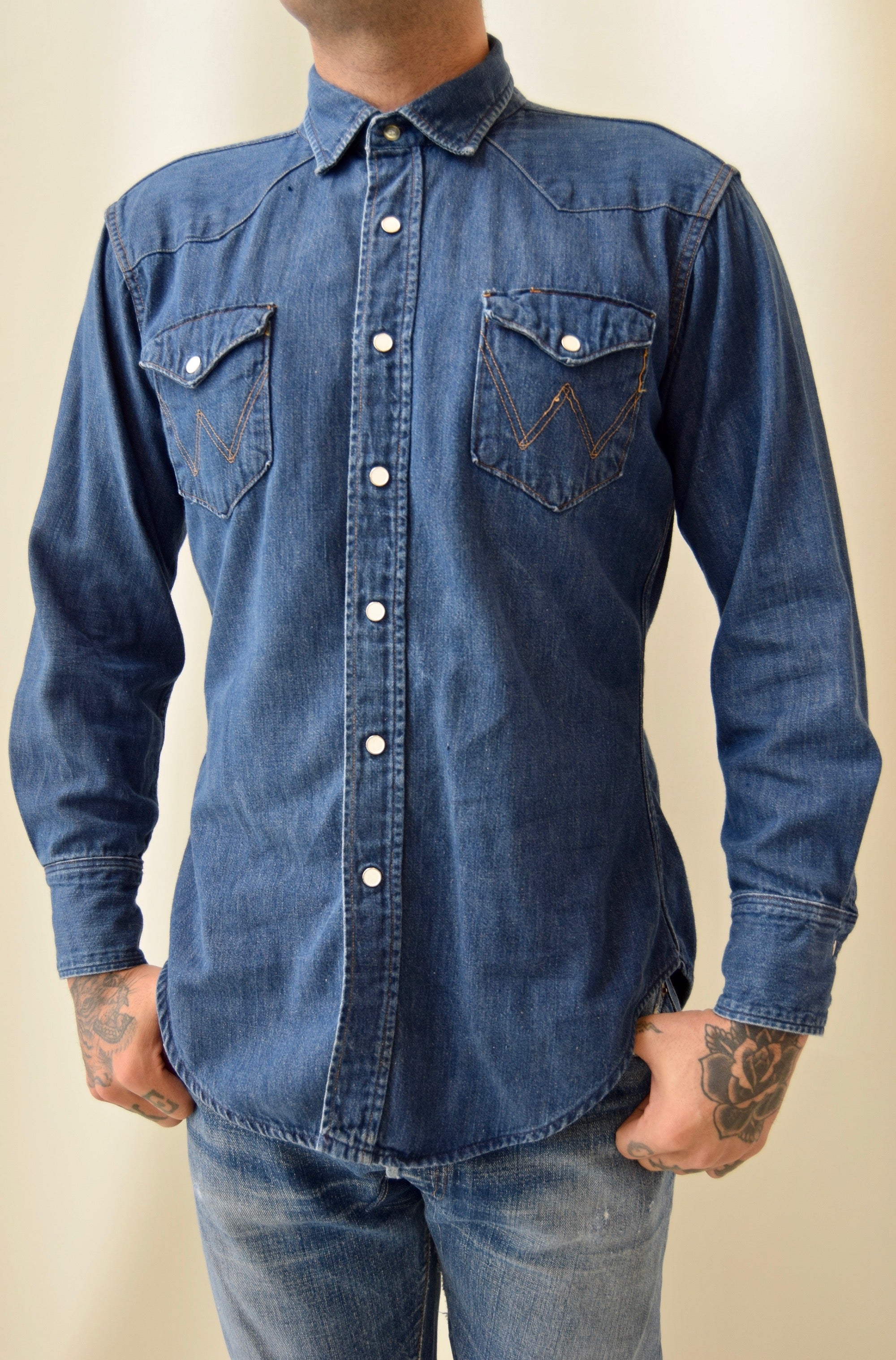 Vintage 1950's Wrangler Blue Bell Denim Snap Shirt – Community Thrift and  Vintage