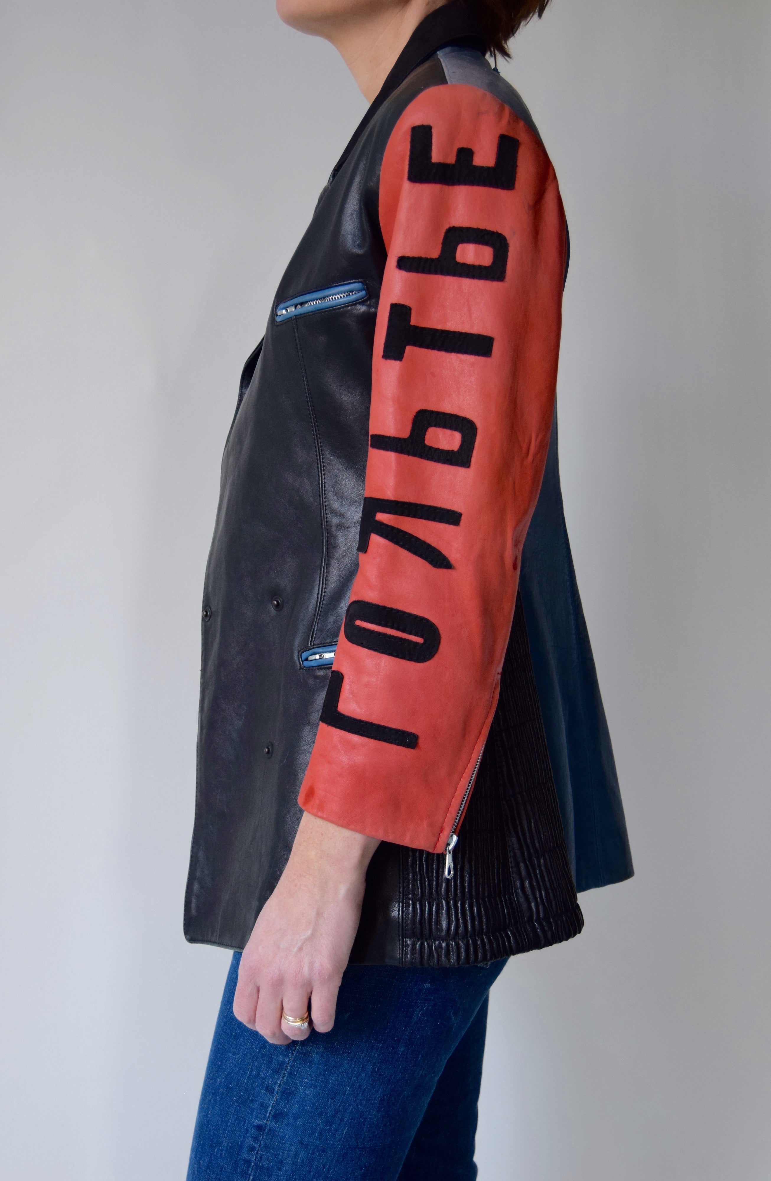 Vintage 90s Jean Paul Gaultier Leather Jacket Punk Grunge Russian ...