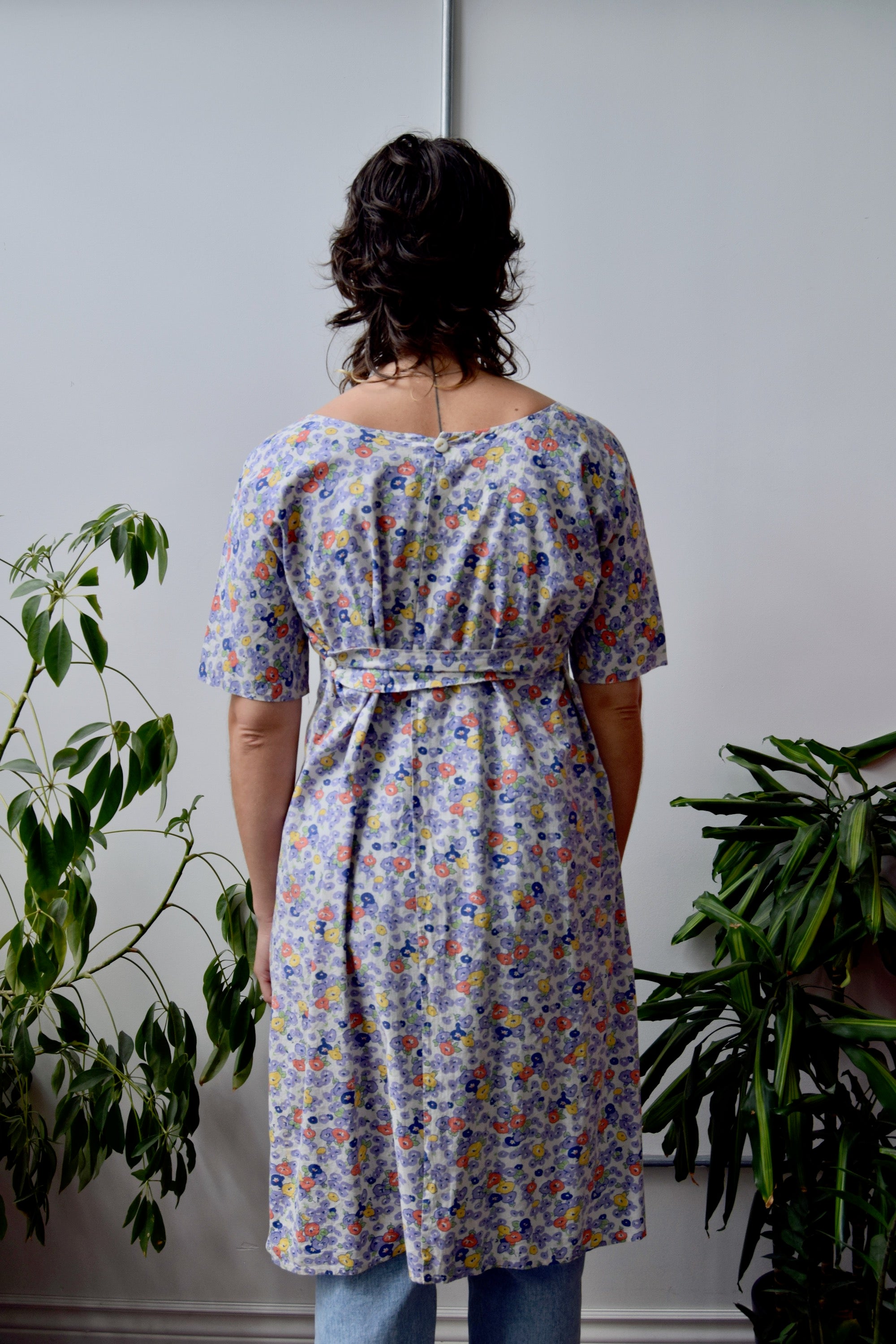 Muted Floral Smock Dress
