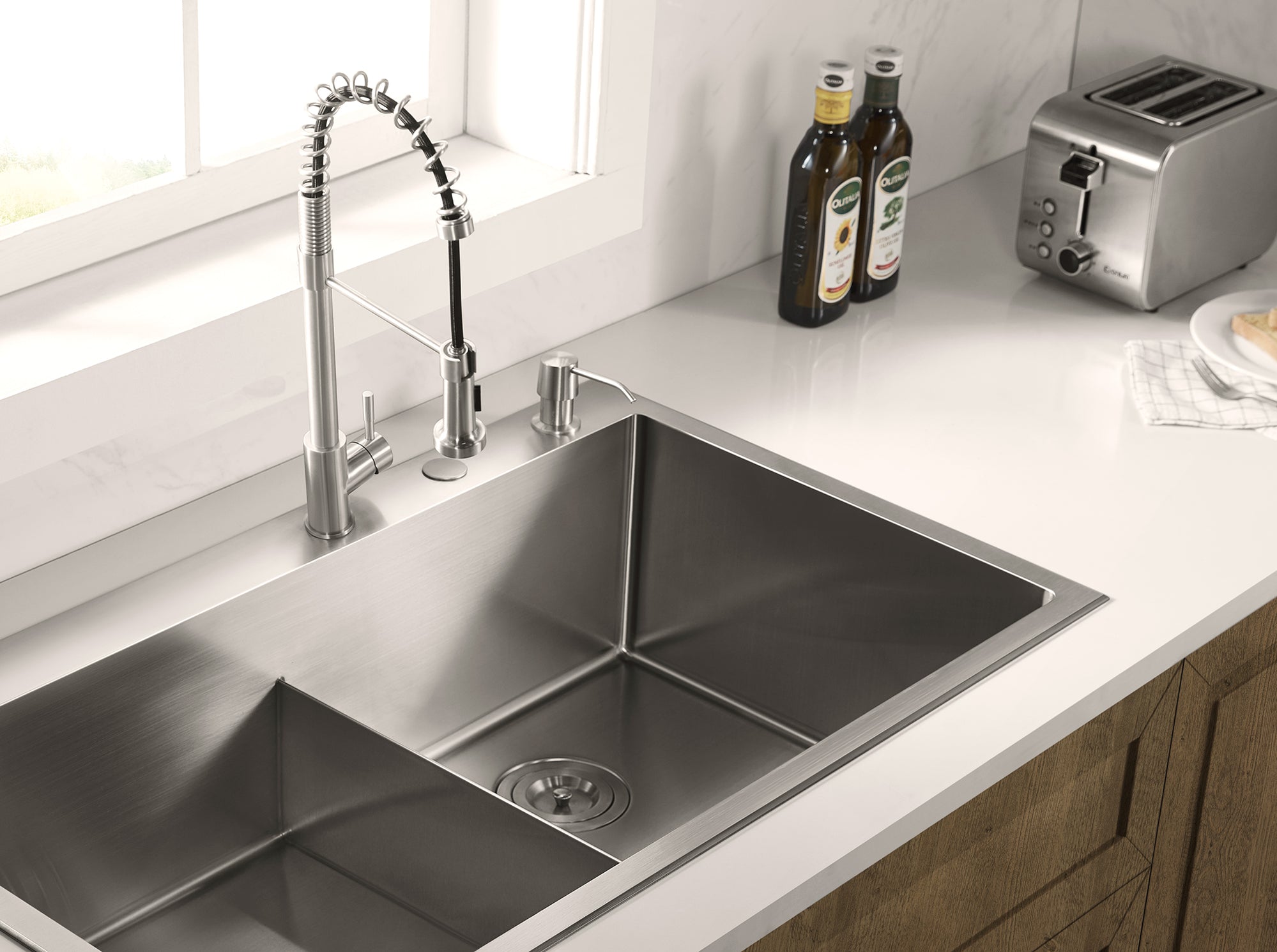 deep double bowl stainless steel kitchen apron sink