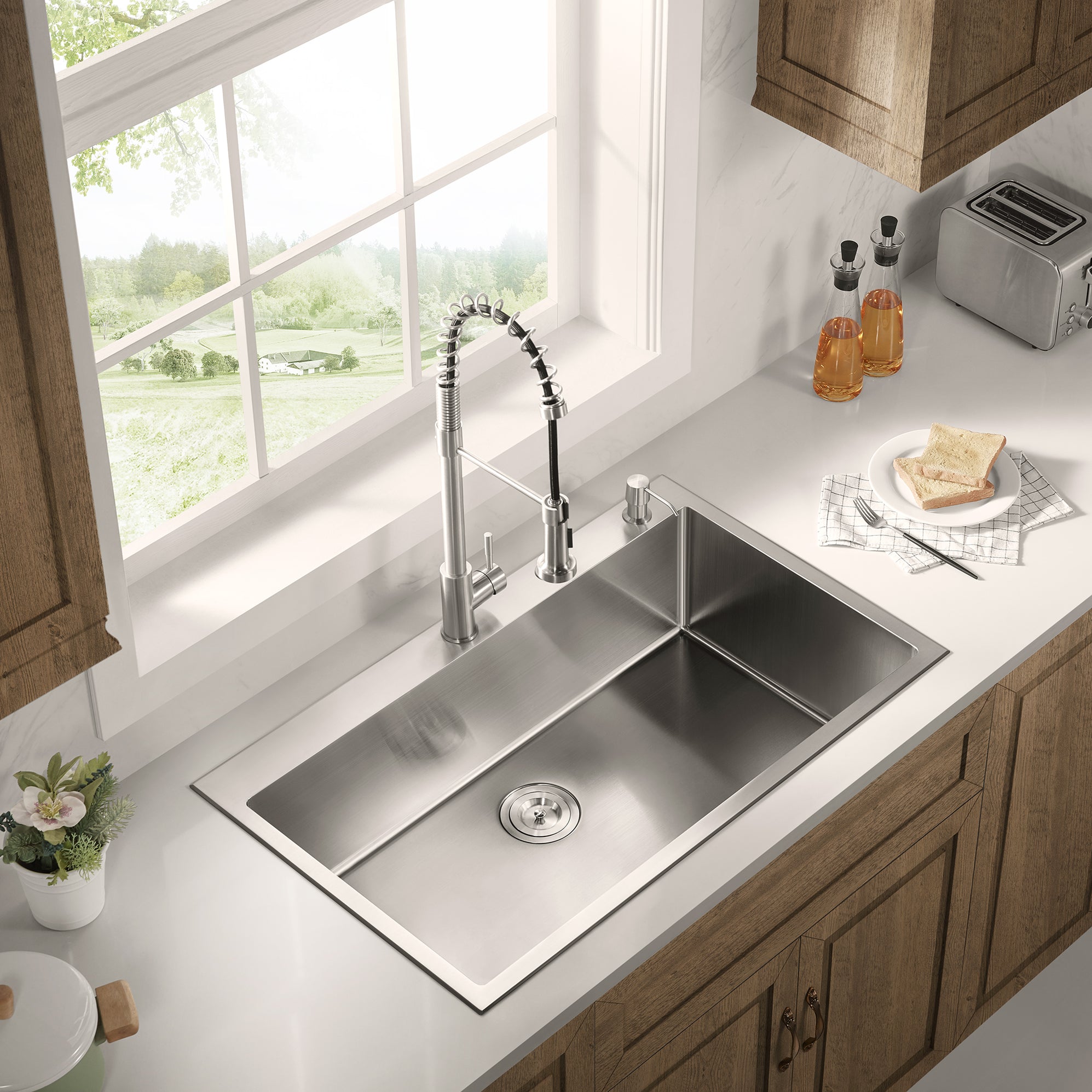 Stainless Steel 36in. Single Bowl Dropin or Undermount Kitchen Sink