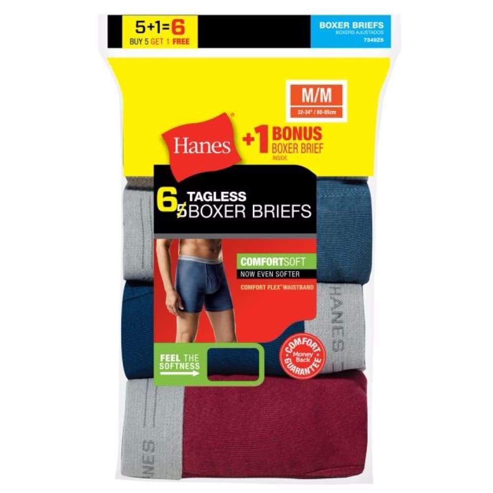 Hanes Men's TAGLESS Boxer Brief with Comfort Flex® Waistband 6-Pack ...