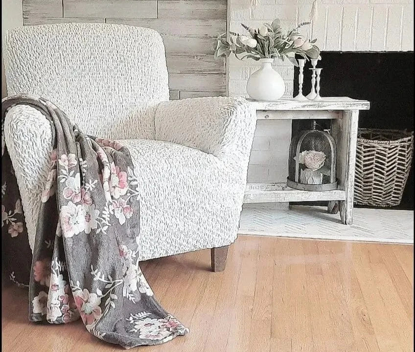 light armchair with blanket