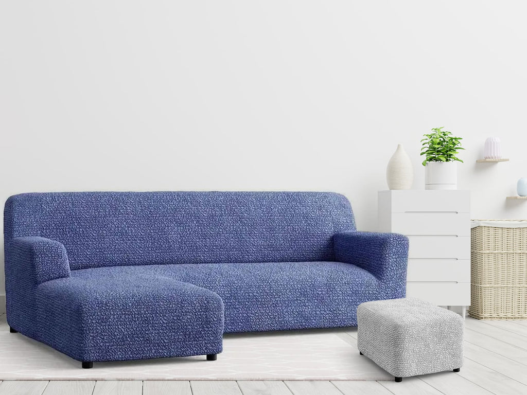 Blue L-Shape Sofa Slipcover Microfibra