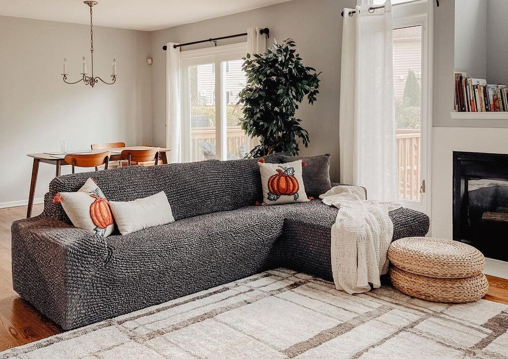 gray sofa in the living room