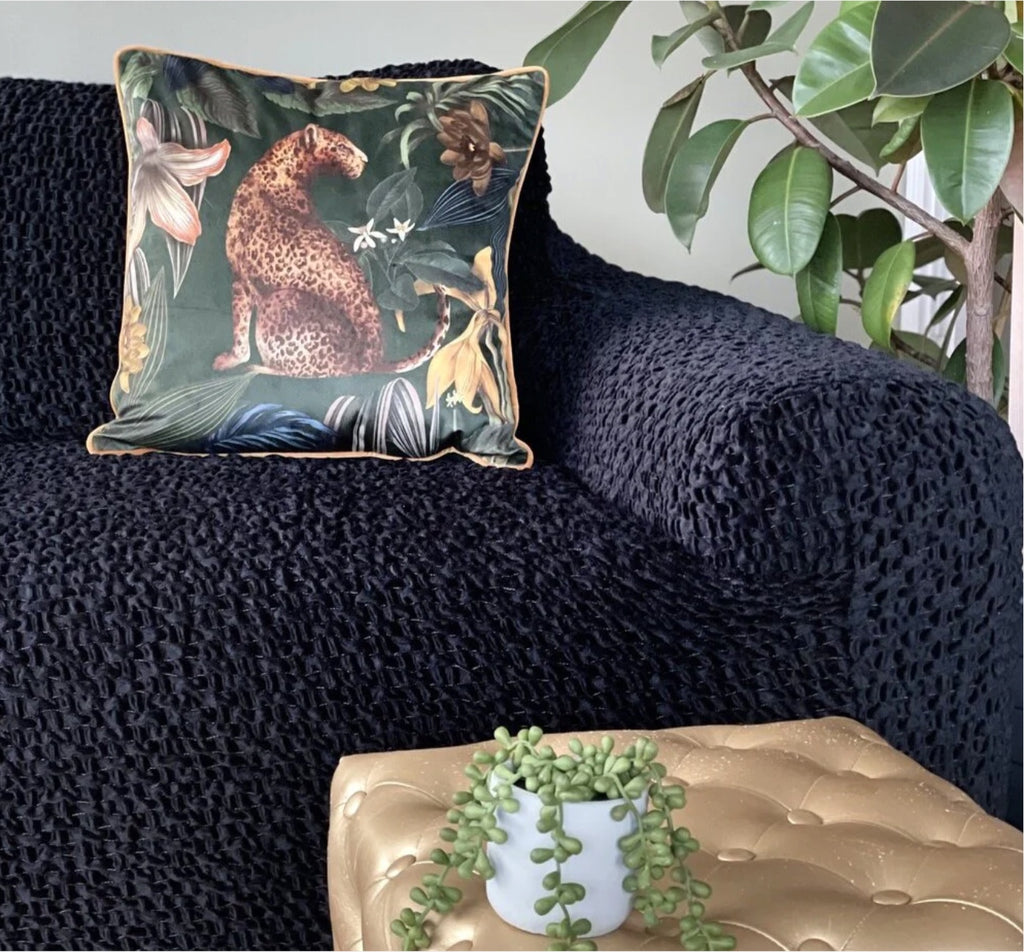 Black Sofa Cover Velvet