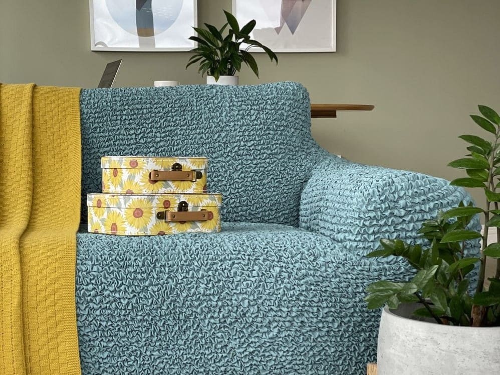 Teal Sofa Slipcover Microfibra