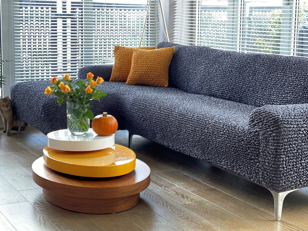 Grey l-shape Sofa Slipcover Microfibra