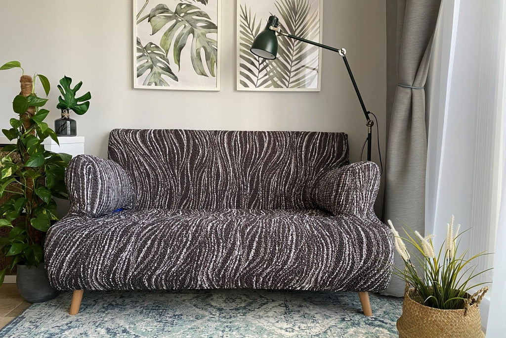 Universo Grey Sofa Slipcover Microfibra Printed