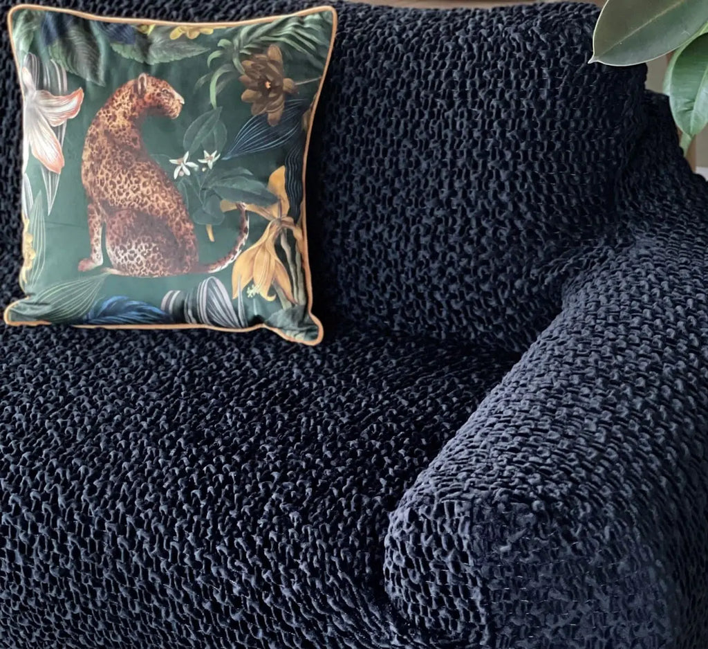 black sofa slipcover, velvet collection
