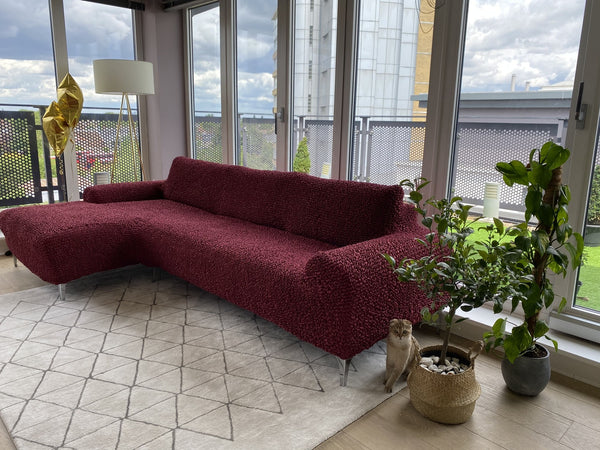 Red L-Shape Sofa Slipcover Microfibra