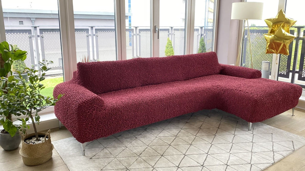 Red L-Shape Sofa Slipcover Microfibra