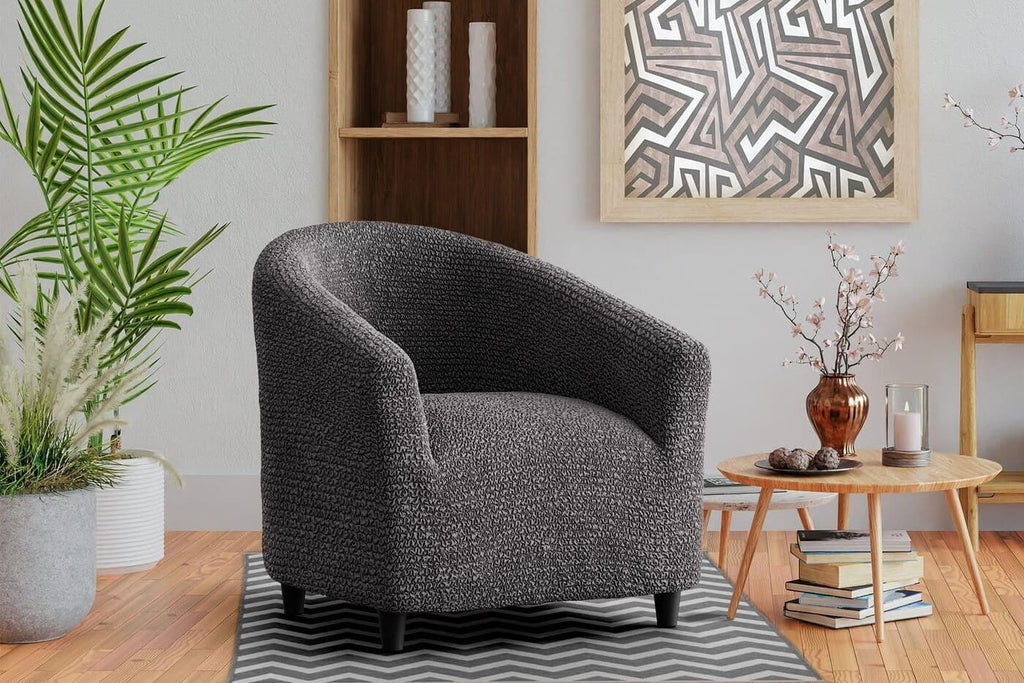 Grey Barrel Chair Slipcover Microfibra