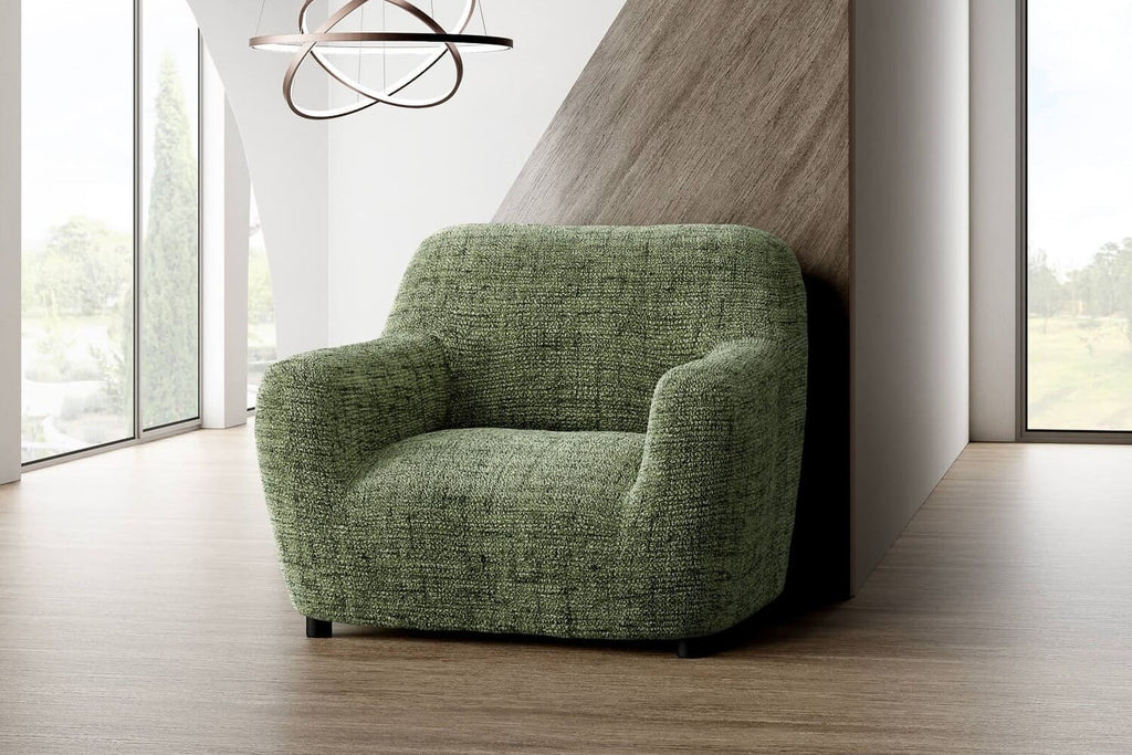 Vittoria Green Armchair Slipcover Microfibra Printed