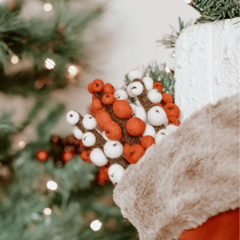 Felt Red Winter Berry Stems (Set of 3) - The Curated Parcel