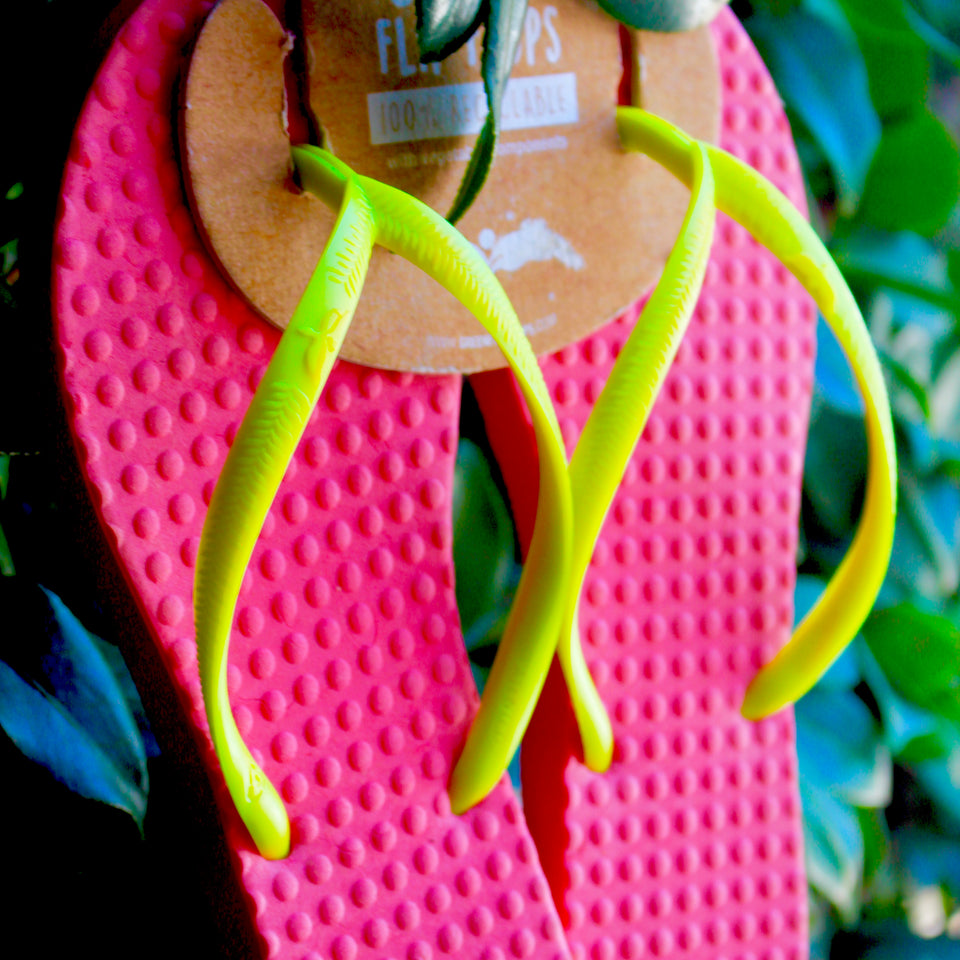 Women's Sustainable Flip Flops Watermelon with Lemon Straps – Green ...