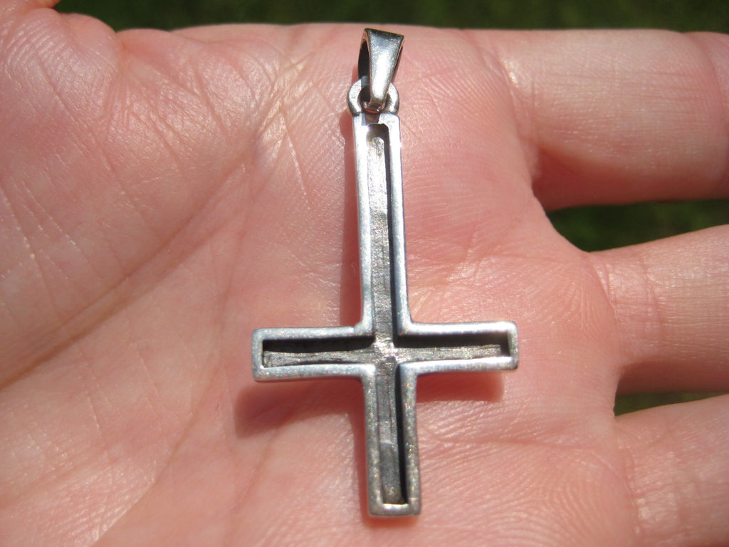 925 Silver Celtic inverted Petrine Cross Saint Peter or Satanic Pendan ...