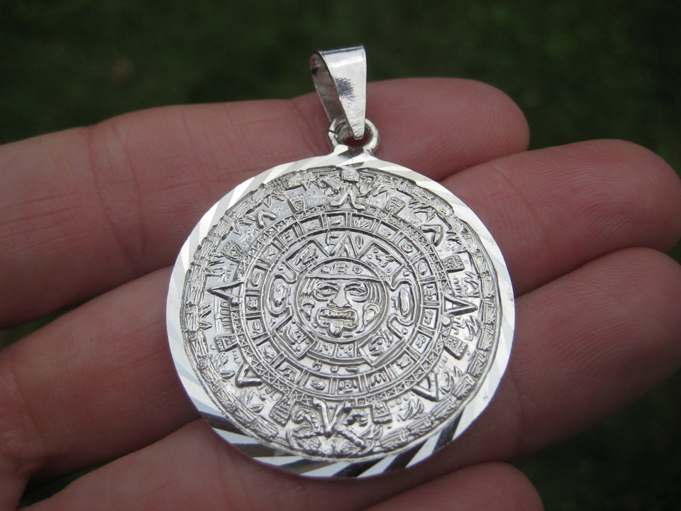 950 Silver Mayan Calendar Pendant Taxco Mexico A2749 JK Silver