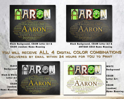 Aaron Name Art - Set of 4 Digital Prints