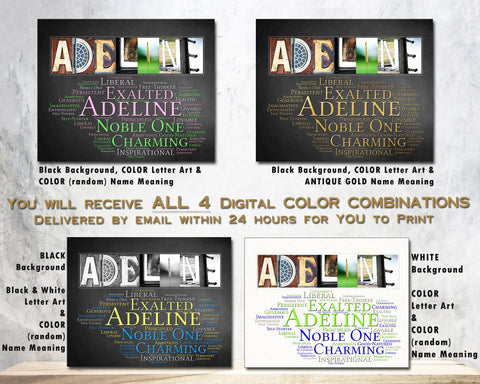 Adeline Name Printable - set of 4