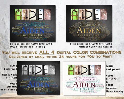 Aiden Name Art - Set of 4 printables