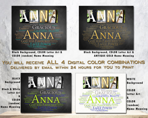 Anna First Name Art - Set of 4 Digital Prints