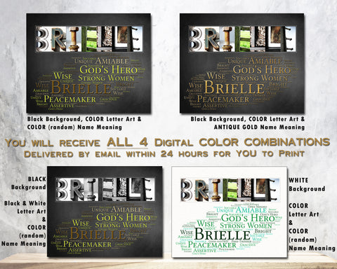 Brielle Name Name Art Gift | 4 Digital Prints