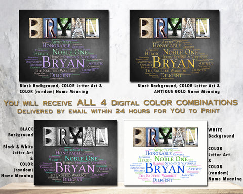 Bryan Boys First Name Meaning Print, Digital