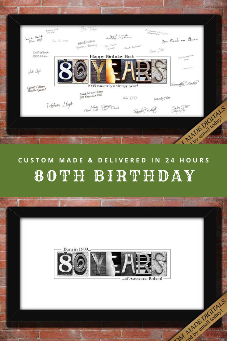 80th Birthday Gift For Man 80th Birthday Gift For Women 80th Birthda Letter Art Gifts