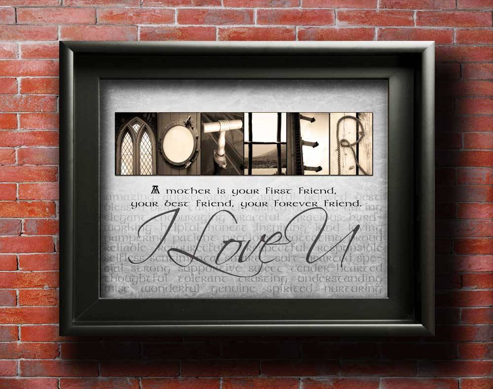 Mother Gift from Daughter, Personalized gift for Mom Christmas Gifts F –  Letter Art Gifts